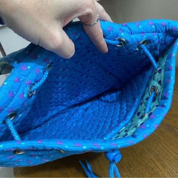 Vintage Blue Quilted Floral Backpack One Size Cottage Prairie Shoulder Bag - Picture 7 of 7